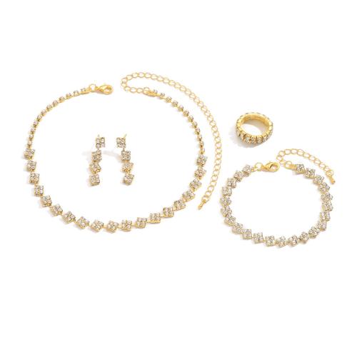 ottone set di gioielli fashion, placcato, stili diversi per la scelta & per la donna & con strass, Venduto da set