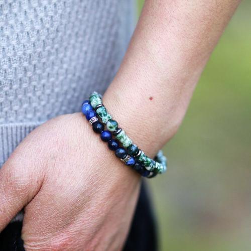 Gemstone Bracelet with Zinc Alloy handmade elastic & Unisex Length Approx 7.5 Inch Sold By PC