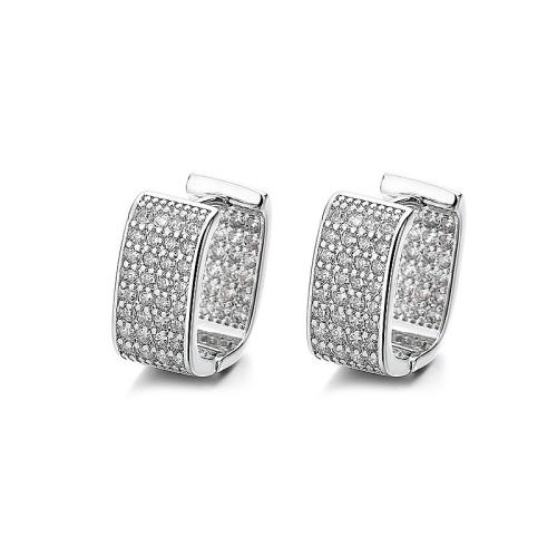 Cubic Zirconia Micro Pave Latão Brinco, cobre, joias de moda & micro pavimento em zircônia cúbica & para mulher, Mais cores pare escolha, 15.50x7.50mm, vendido por par