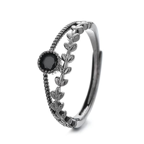 Cúbicos Circonia Micro Pave anillo de latón, metal, Joyería & micro arcilla de zirconia cúbica & para mujer, Negro, Vendido por UD