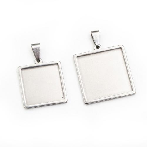 Stainless Steel Pendant Setting 304 Stainless Steel Square DIY original color Sold By Bag