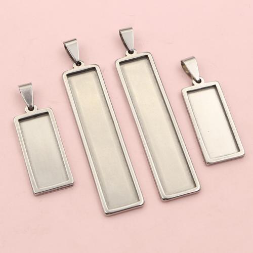 Stainless Steel Pendant Setting 304 Stainless Steel Rectangle DIY original color Sold By Bag