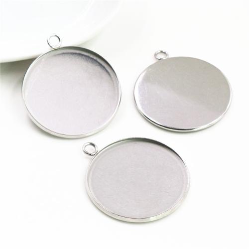 Stainless Steel Pendant Setting 304 Stainless Steel DIY original color Inner Approx 30mm Sold By Bag