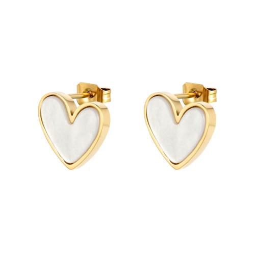 Titanium Steel  Earring Heart fashion jewelry & for woman Sold By Pair