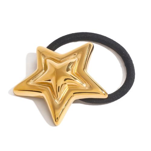 Ponytail Holder 304 Stainless Steel with Rubber Band Star Vacuum Ion Plating fashion jewelry & for woman golden Sold By PC