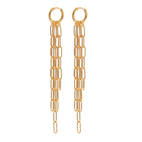 Fashion Fringe Boucles d'oreilles, Acier inoxydable 304, bijoux de mode & pour femme, doré, 98mm, Vendu par paire