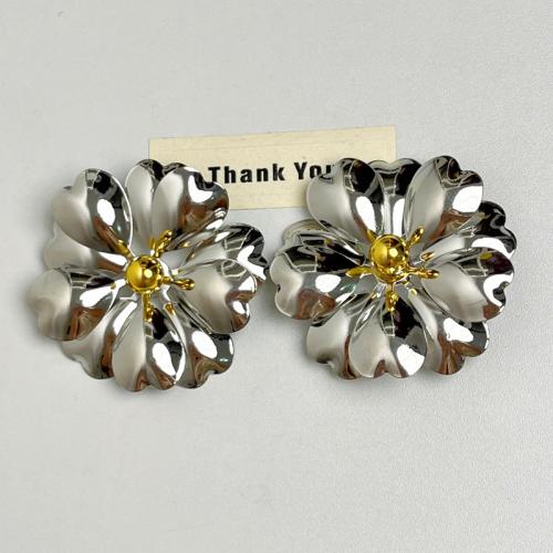 Zinc Alloy Stud Earring Flower fashion jewelry & for woman 58mm Sold By Pair