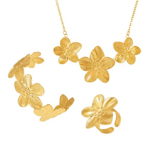 Fashion Stainless Steel Jewelry Sets 304 Stainless Steel Flower fashion jewelry & for woman Sold By PC