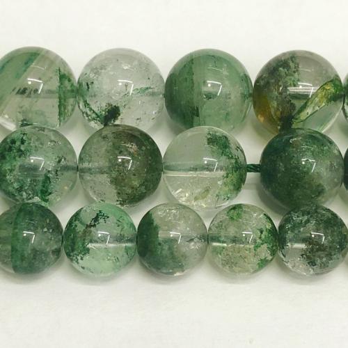 Natural Quartz Jewelry Beads Green Phantom Quartz Round polished DIY green Sold Per Approx 38 cm Strand