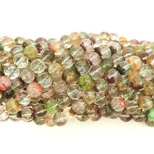 Prirodni kvarc nakit Beads, Fantom kvarc, Krug, uglađen, možete DIY & različite veličine za izbor, miješana boja, Prodano Per Približno 38 cm Strand