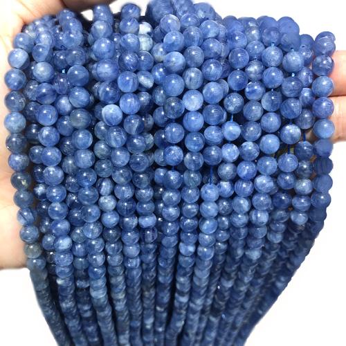 Natürlicher Quarz Perlen Schmuck, Cyanit, rund, poliert, DIY & verschiedene Größen vorhanden, blau, verkauft per ca. 38 cm Strang