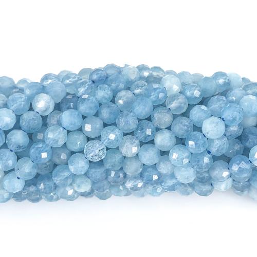 Gemstone Jewelry Beads Aquamarine DIY & faceted blue Sold Per Approx 38 cm Strand