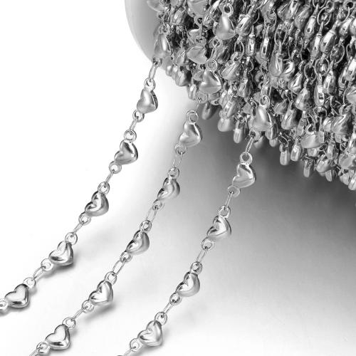 Rozsdamentes acélból készült ékszerek Chain, 304 rozsdamentes acél, Szív, DIY, több színt a választás, 4.40mm, 1m/Bag, Által értékesített Bag