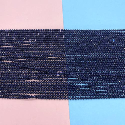 Natural Blue Goldstone Beads Blue Sandstone DIY Sold By Strand