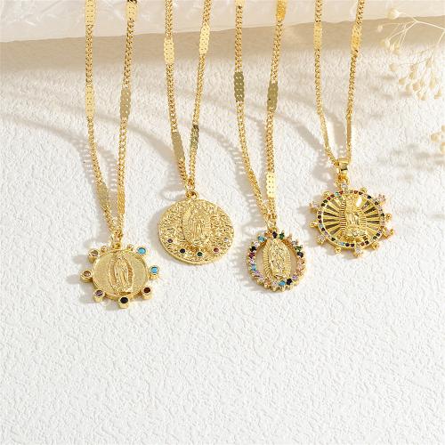 Kubieke Zirkoon Micro Pave Brass Ketting, Messing, gold plated, verschillende stijlen voor de keuze & micro pave zirconia & voor vrouw, meer kleuren voor de keuze, nikkel, lood en cadmium vrij, Verkocht door PC