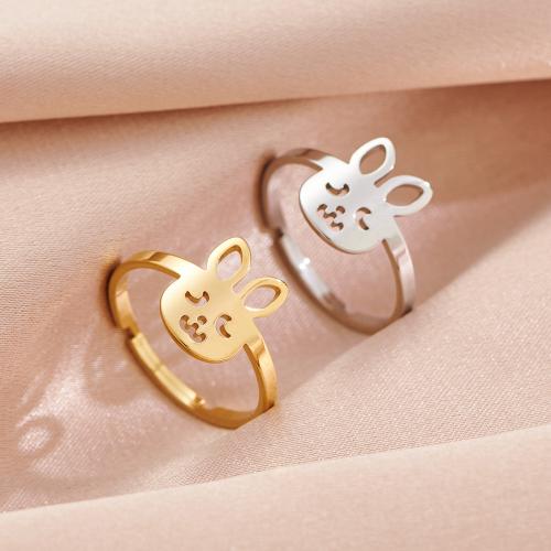 Stainless Steel Finger Ring 304 Stainless Steel Rabbit plated for woman inner ~20mm Sold By PC