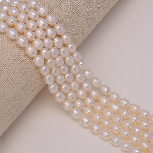 Rice ferskvandskulturperle Beads, Ferskvandsperle, Ris, du kan DIY, hvid, about:8-9mm, Solgt Per Ca. 38 cm Strand