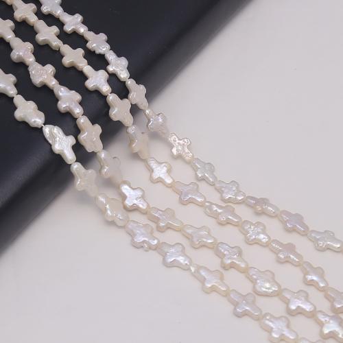 Natural Freshwater Pearl Loose Beads Cross DIY white 13mm Sold Per Approx 38 cm Strand