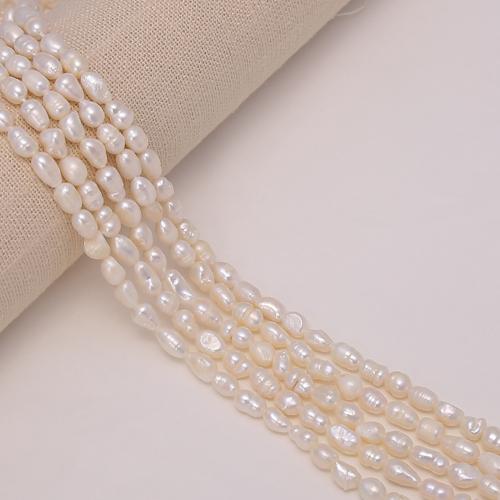 Rice ferskvandskulturperle Beads, Ferskvandsperle, Ris, du kan DIY, hvid, about:4-5mm, Solgt Per 36 cm Strand