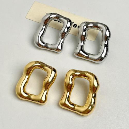 Zinc Alloy Stud Earring Square plated fashion jewelry & for woman & hollow Sold By Pair