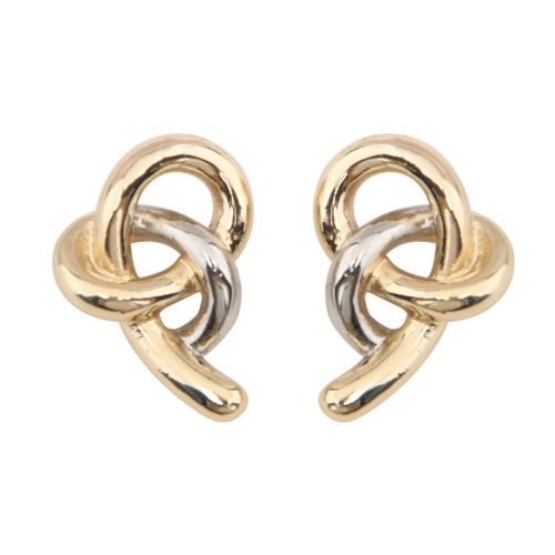 Zinc Alloy Stud Earring plated for woman & two tone & hollow Sold By Pair