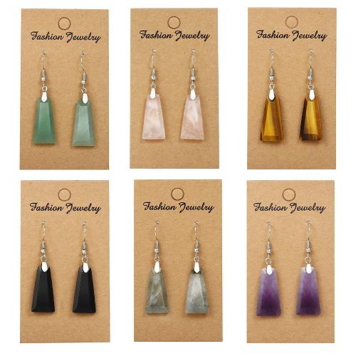 Natural Gemstone Earrings Natural Stone with 304 Stainless Steel plated fashion jewelry & for woman Sold By Pair