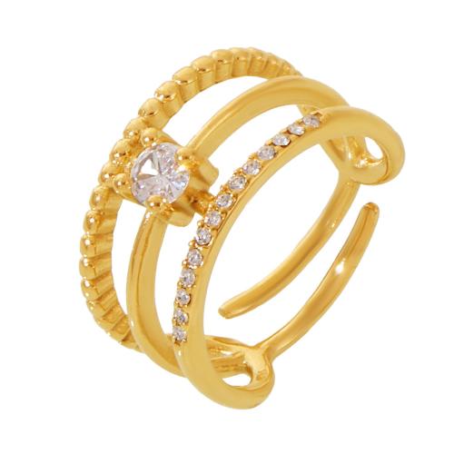 Bague en acier inoxydable zircons cubiques, Acier inoxydable 304, Placage, pavé de micro zircon & pour femme & creux, plus de couleurs à choisir, Taille:7, Vendu par PC