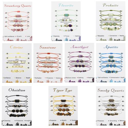 Bracelets de pierres précieuses, Pierre naturelle, avec Cordon de noeud, fait à la main, 4 pièces & différents matériaux pour le choix & pour femme, Vendu par fixé