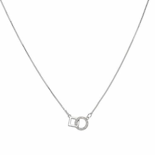 Kubieke Zirkoon Micro Pave Brass Ketting, Messing, met 6CM extender keten, plated, micro pave zirconia & voor vrouw, zilver, Lengte Ca 40 cm, Verkocht door PC