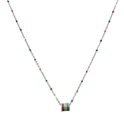 Brass Necklace with 6CM extender chain plated for woman & enamel silver color Length Approx 39 cm Sold By PC