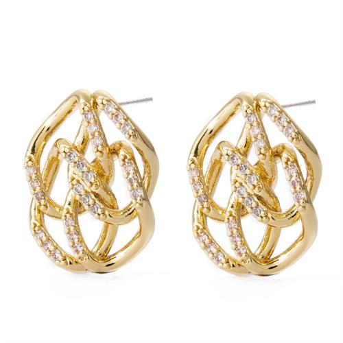 Boucles d'oreilles en laiton zircon cubique pavent, Placage, pavé de micro zircon & pour femme, plus de couleurs à choisir, 25mm, Vendu par paire