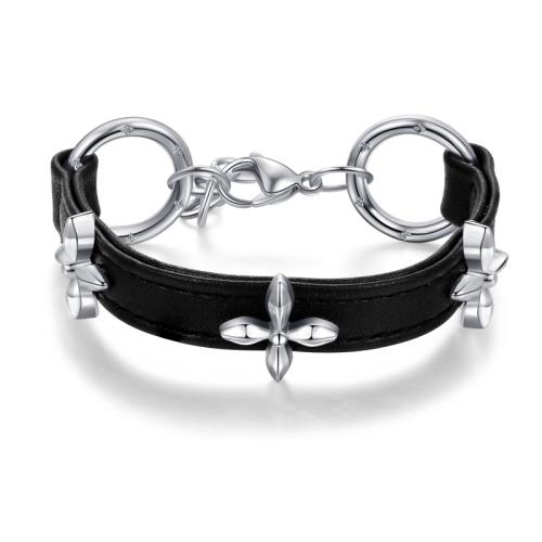 PU Leather Cord Bracelets Zinc Alloy with PU Leather fashion jewelry & for woman black Length Approx 32 cm Sold By PC