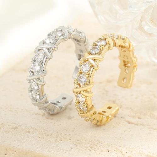 Kubieke Circonia Micro Pave Brass Ring, Messing, micro pave zirconia & voor vrouw, meer kleuren voor de keuze, Verkocht door PC