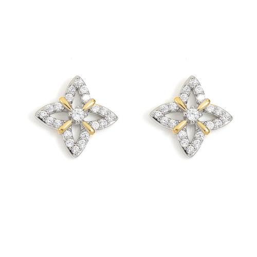 Cilindrata Zircone Orecchini in ottone micro pavimenta, Micro spianare cubic zirconia & per la donna, argento, Venduto da coppia