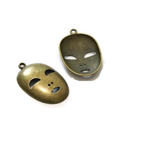 Zinc Alloy Pendler, Maske, antik bronze farve forgyldt, du kan DIY, 25x39mm, 50pc'er/Bag, Solgt af Bag