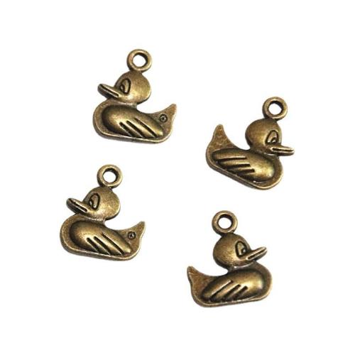 Zinc Alloy Animal Pendants Duck antique bronze color plated DIY Sold By Bag