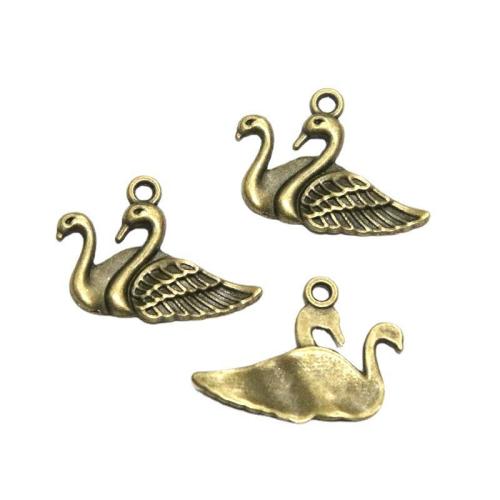 Zinc Alloy Animal Pendants Swan antique bronze color plated DIY Sold By Bag