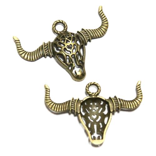 Zinc Alloy Animal Pendants Bull antique bronze color plated DIY Sold By Bag