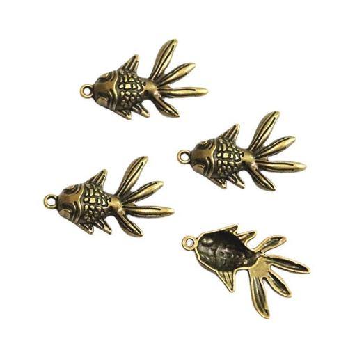 Zinc Alloy Animal Pendants Goldfish antique bronze color plated DIY Sold By Bag