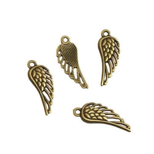 Wing alakú cink ötvözet Medálok, Angel Wing, antik bronz színű bevonattal, DIY, 13x33.50mm, 50PC-k/Bag, Által értékesített Bag