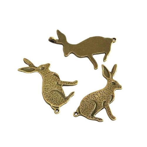 Zinc Alloy Animal Pendants Rabbit antique bronze color plated DIY Sold By Bag