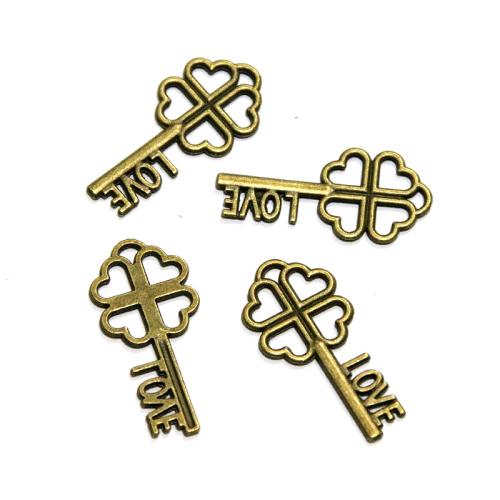 Zinc Alloy Key riipukset, Sinkkiseos, Avain, antiikki pronssi väri päällystetty, tee-se-itse, 26.50x12.90mm, 100PC/laukku, Myymät laukku