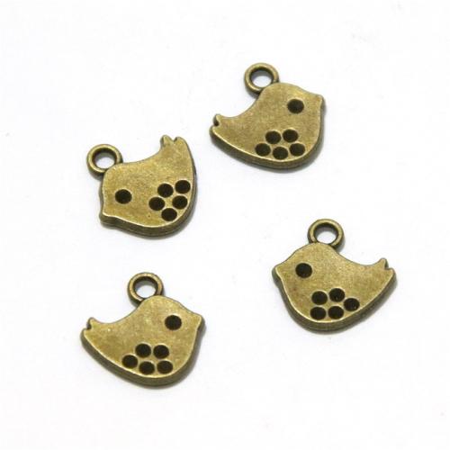 Cink ötvözet Animal Medálok, Madár, antik bronz színű bevonattal, DIY, 15x15mm, 100PC-k/Bag, Által értékesített Bag