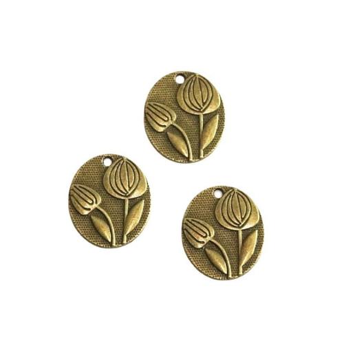 Sinc Alloy Flower Pendants, dath cré-umha antique plátáilte, DIY, 25x21.50mm, 50ríomhairí pearsanta/Mála, Díolta De réir Mála