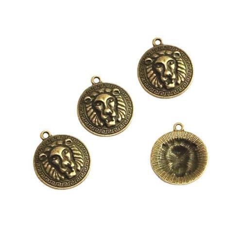 Cink ötvözet Animal Medálok, Oroszlán, antik bronz színű bevonattal, DIY, 23.80x21mm, 50PC-k/Bag, Által értékesített Bag