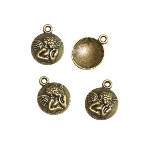 Pendentifs en alliage de zinc, ange, Plaqué de couleur de bronze antique, DIY, 19x15mm, 50PC/sac, Vendu par sac