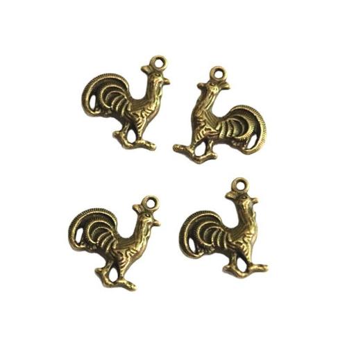 Zinc Alloy Animal Pendants Chicken antique bronze color plated DIY Sold By Bag