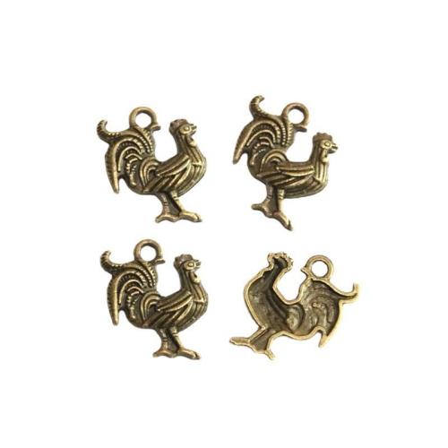 Zinc Alloy Animal Pendants Chicken antique bronze color plated DIY Sold By Bag