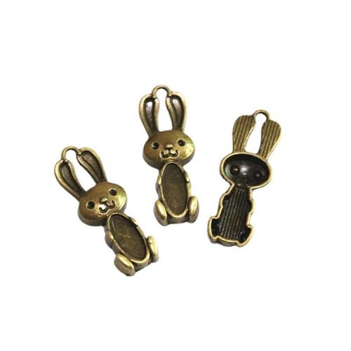 Cink ötvözet Animal Medálok, Nyúl, antik bronz színű bevonattal, DIY, 37x13.20mm, 50PC-k/Bag, Által értékesített Bag