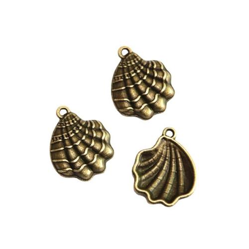 Pendentifs en alliage de zinc, coquille, Plaqué de couleur de bronze antique, DIY, 17.50x22mm, 50PC/sac, Vendu par sac